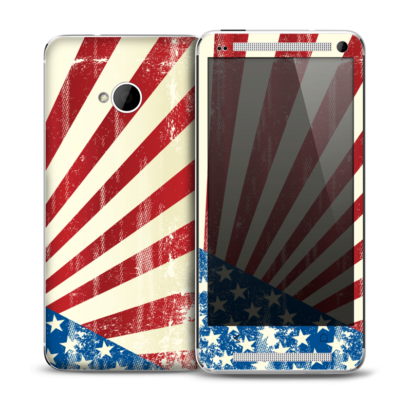 The Vintage Tan American Flag Skin for the HTC One