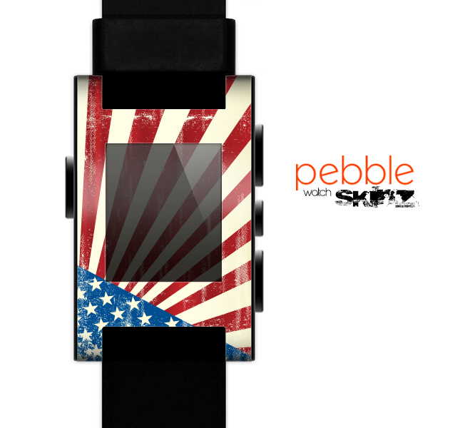 The Vintage Tan American Flag Skin for the Pebble SmartWatch