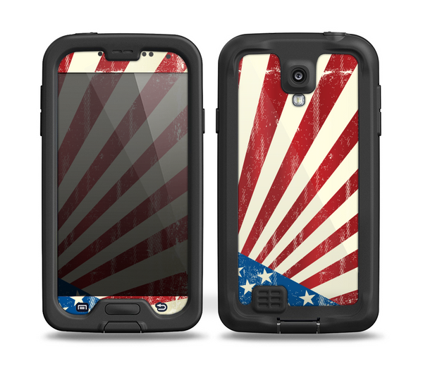 The Vintage Tan American Flag Skin for the Samsung Galaxy S4 frē LifeProof Case