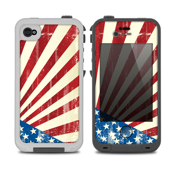 The Vintage Tan American Flag Skin for the iPhone 4-4s LifeProof Case
