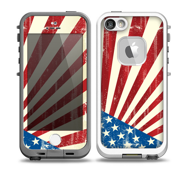 The Vintage Tan American Flag Skin for the iPhone 5-5s frē LifeProof Case