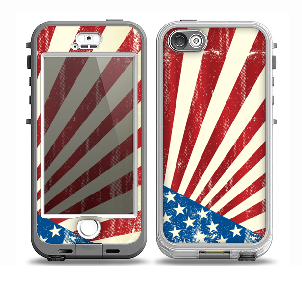 The Vintage Tan American Flag Skin for the iPhone 5-5s nüüd LifeProof Case