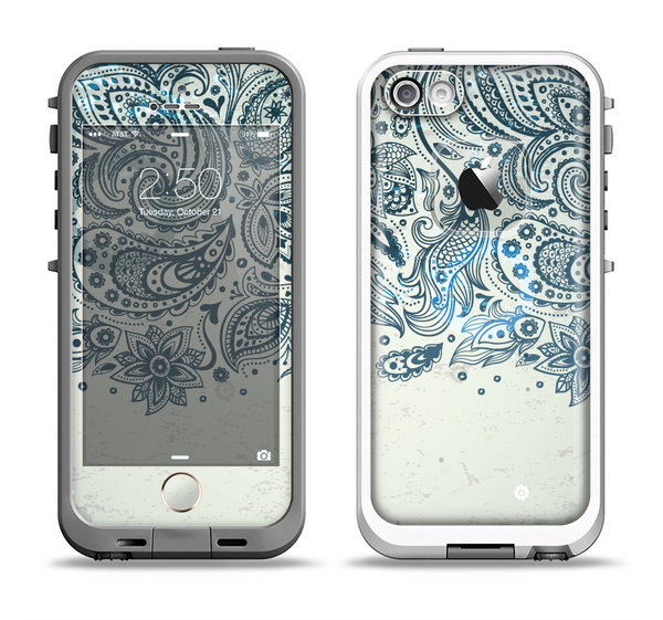 The Vintage Tan & Black Top Swirled Design Apple iPhone 5-5s LifeProof Fre Case Skin Set