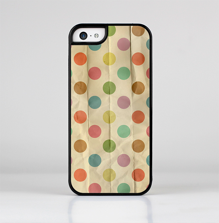 The Vintage Tan & Colored Polka Dots Skin-Sert Case for the Apple iPhone 5c