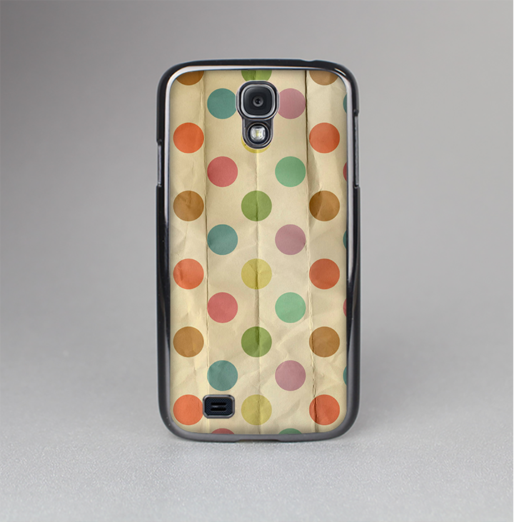 The Vintage Tan & Colored Polka Dots Skin-Sert Case for the Samsung Galaxy S4
