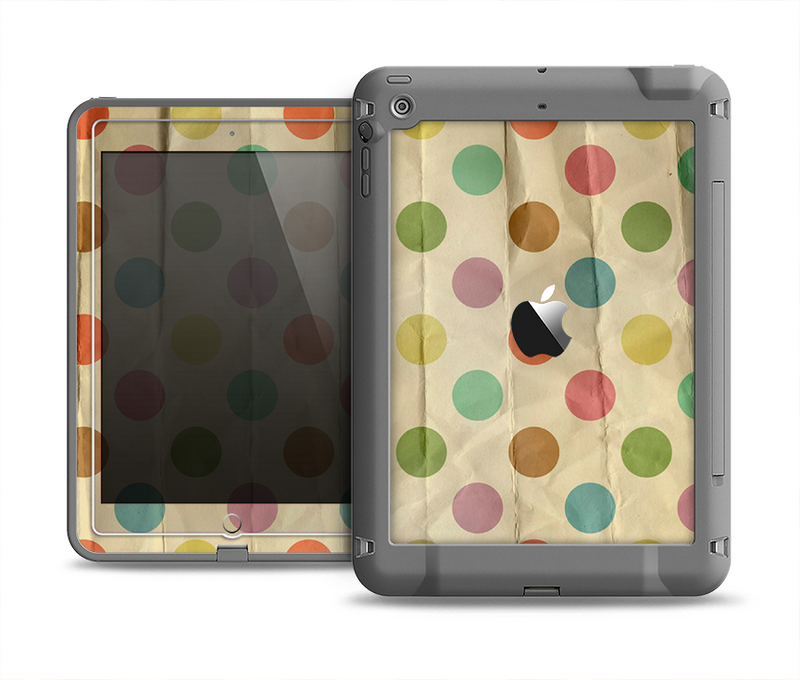 The Vintage Tan & Colored Polka Dots Apple iPad Air LifeProof Fre Case Skin Set