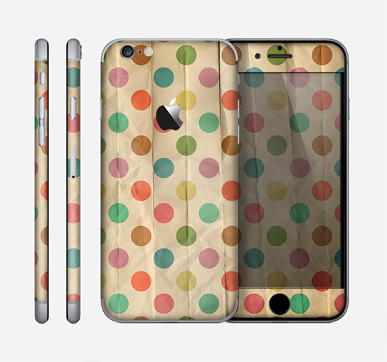 The Vintage Tan & Colored Polka Dots Skin for the Apple iPhone 6