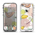 The Vintage Tan & Gold Vector Birds with Flowers Apple iPhone 5-5s LifeProof Fre Case Skin Set