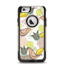 The Vintage Tan & Gold Vector Birds with Flowers Apple iPhone 6 Otterbox Commuter Case Skin Set
