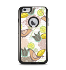 The Vintage Tan & Gold Vector Birds with Flowers Apple iPhone 6 Plus Otterbox Commuter Case Skin Set