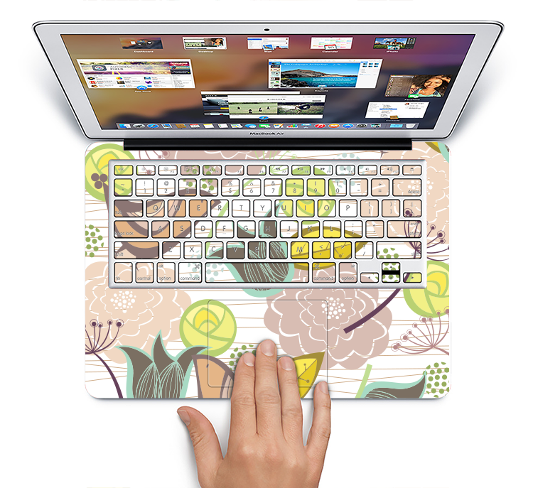The Vintage Tan & Gold Vector Birds with Flowers Skin Set for the Apple MacBook Pro 15" with Retina Display