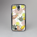 The Vintage Tan & Gold Vector Birds with Flowers Skin-Sert Case for the Samsung Galaxy S4
