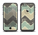 The Vintage Tan & Green Scratch Tall Chevron Apple iPhone 6/6s LifeProof Fre Case Skin Set