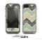 The Vintage Tan & Green Scratch Tall Chevron Skin for the Apple iPhone 5c LifeProof Case