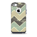 The Vintage Tan & Green Scratch Tall Chevron Skin for the iPhone 5c OtterBox Commuter Case