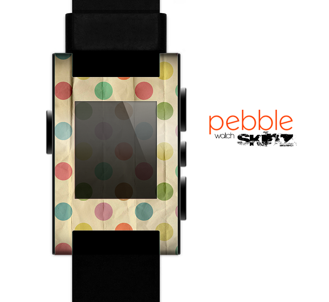 The Vintage Tan & Colored Polka Dots Skin for the Pebble SmartWatch