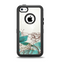 The Vintage Teal and Tan Abstract Floral Design Apple iPhone 5c Otterbox Defender Case Skin Set
