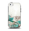 The Vintage Teal and Tan Abstract Floral Design Apple iPhone 5c Otterbox Symmetry Case Skin Set