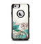 The Vintage Teal and Tan Abstract Floral Design Apple iPhone 6 Otterbox Commuter Case Skin Set