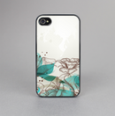 The Vintage Teal and Tan Abstract Floral Design Skin-Sert for the Apple iPhone 4-4s Skin-Sert Case