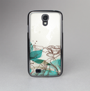 The Vintage Teal and Tan Abstract Floral Design Skin-Sert Case for the Samsung Galaxy S4