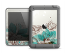 The Vintage Teal and Tan Abstract Floral Design Apple iPad Air LifeProof Fre Case Skin Set