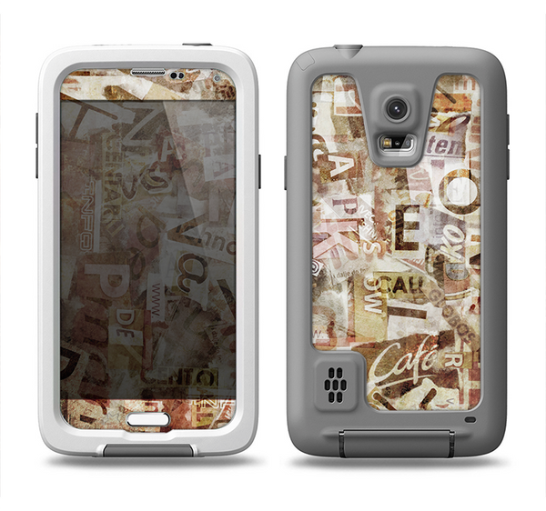 The Vintage Torn Newspaper Collage Samsung Galaxy S5 LifeProof Fre Case Skin Set