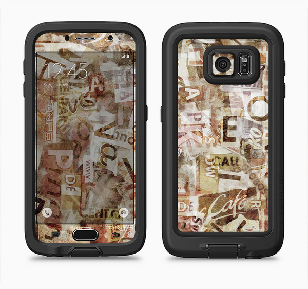 The Vintage Torn Newspaper Collage Full Body Samsung Galaxy S6 LifeProof Fre Case Skin Kit