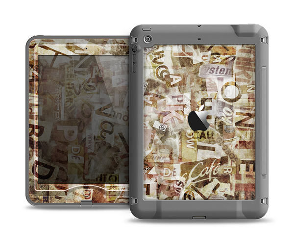 The Vintage Torn Newspaper Collage Apple iPad Mini LifeProof Nuud Case Skin Set