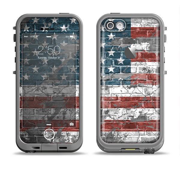 The Vintage USA Flag Apple iPhone 5c LifeProof Fre Case Skin Set