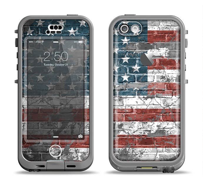 The Vintage USA Flag Apple iPhone 5c LifeProof Nuud Case Skin Set