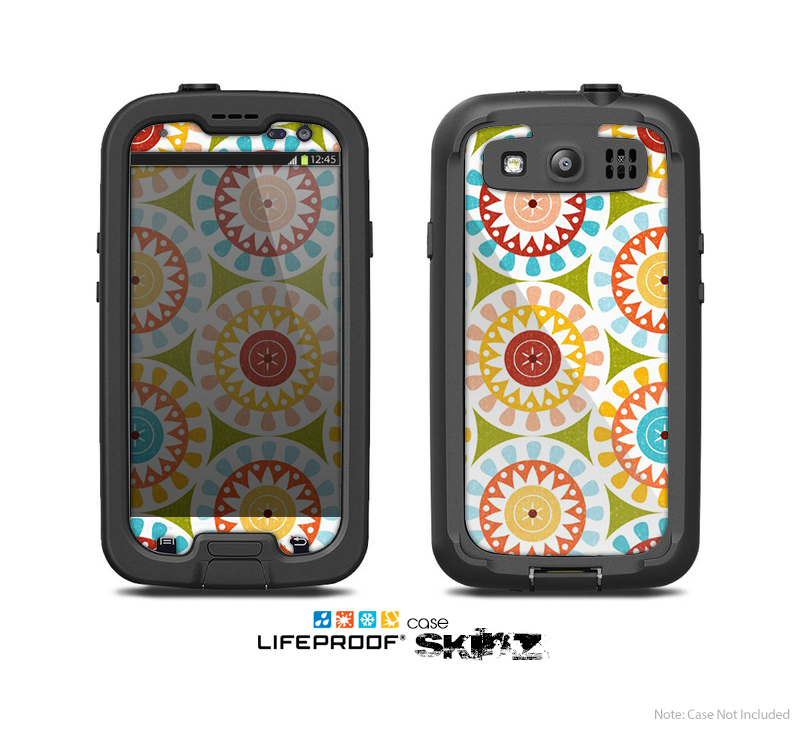 The Vintage Vector Color Circle Pattern Skin For The Samsung Galaxy S3 LifeProof Case