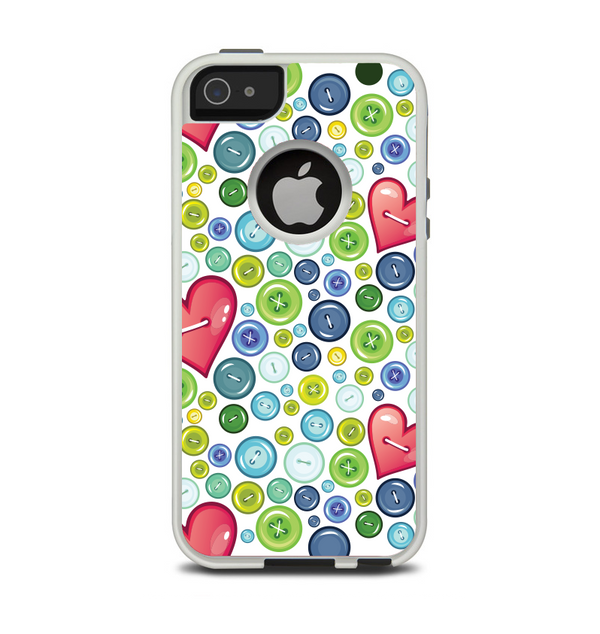 The Vintage Vector Heart Buttons Apple iPhone 5-5s Otterbox Commuter Case Skin Set