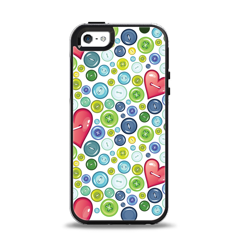 The Vintage Vector Heart Buttons Apple iPhone 5-5s Otterbox Symmetry Case Skin Set