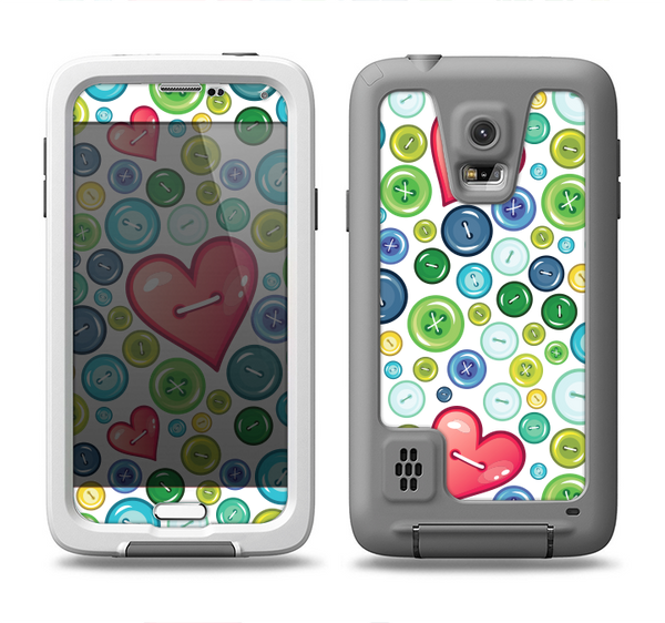 The Vintage Vector Heart Buttons Samsung Galaxy S5 LifeProof Fre Case Skin Set