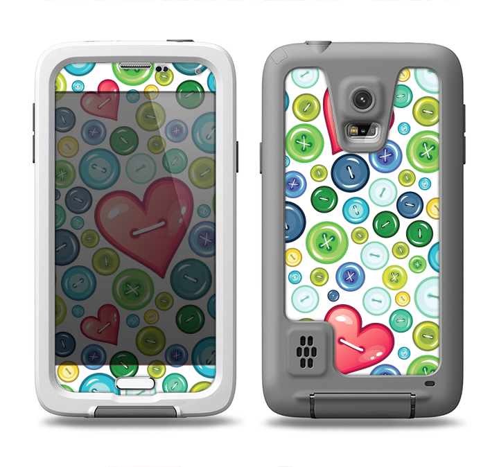 The Vintage Vector Heart Buttons Samsung Galaxy S5 LifeProof Fre Case Skin Set