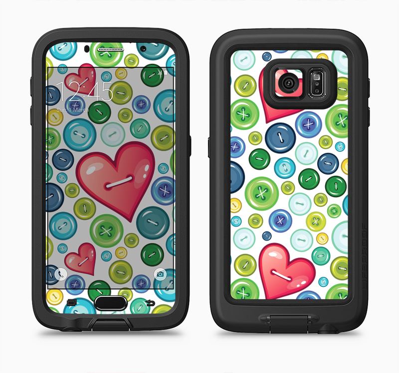 The Vintage Vector Heart Buttons Full Body Samsung Galaxy S6 LifeProof Fre Case Skin Kit