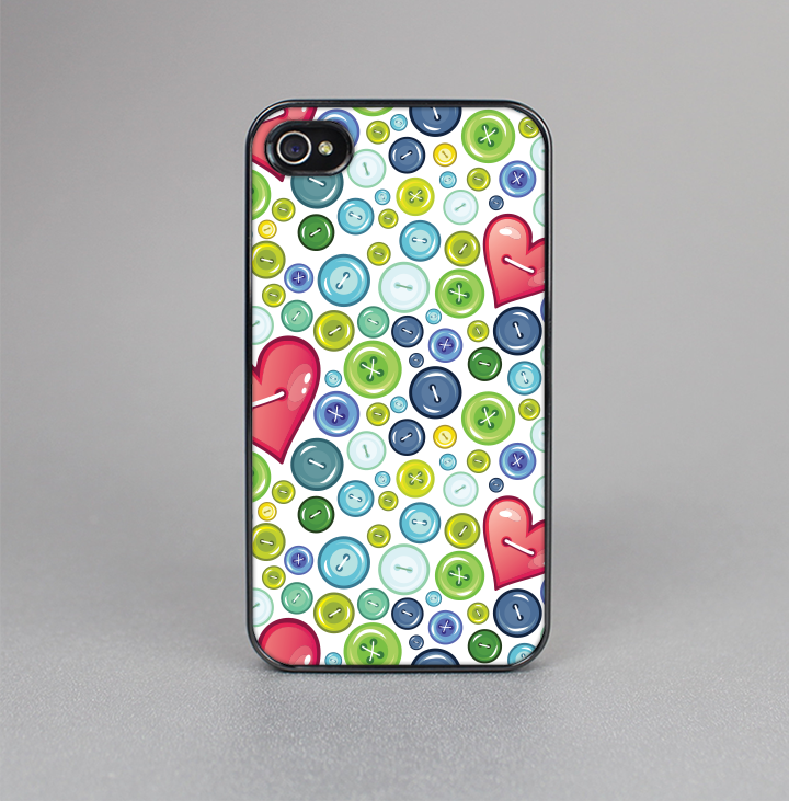 The Vintage Vector Heart Buttons Skin-Sert for the Apple iPhone 4-4s Skin-Sert Case