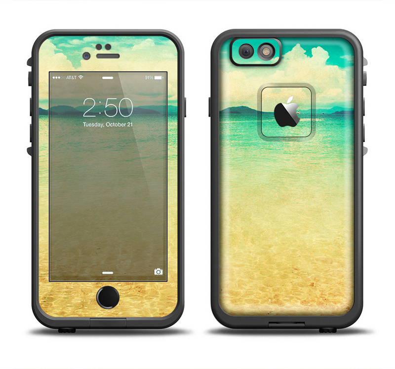 The Vintage Vibrant Beach Scene Apple iPhone 6/6s Plus LifeProof Fre Case Skin Set