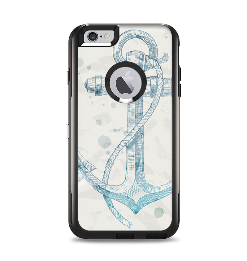 The Vintage White and Blue Anchor Illustration Apple iPhone 6 Plus Otterbox Commuter Case Skin Set