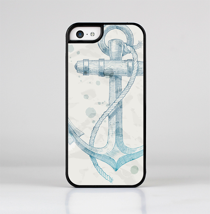 The Vintage White and Blue Anchor Illustration Skin-Sert Case for the Apple iPhone 5c