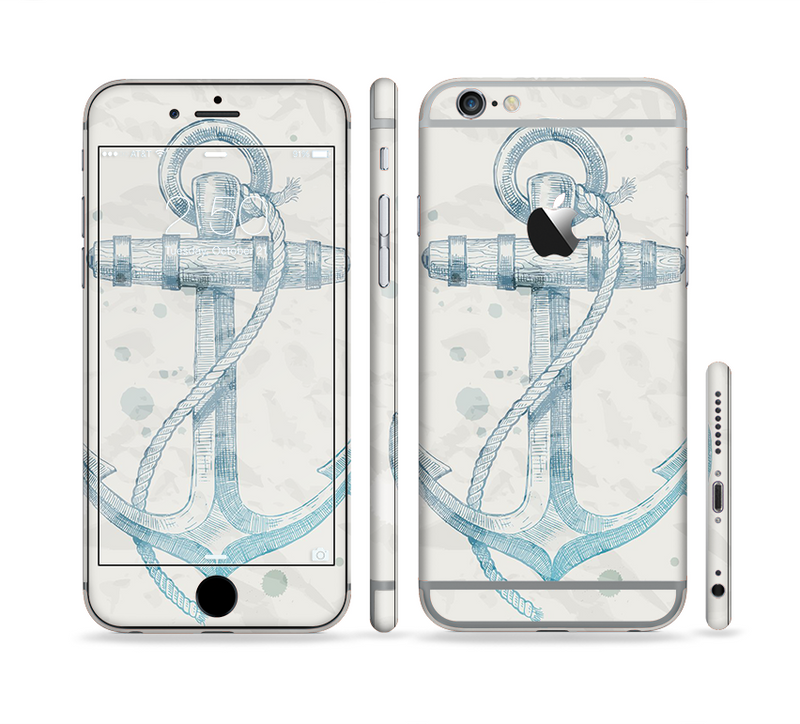 The Vintage White and Blue Anchor Illustration Sectioned Skin Series for the Apple iPhone 6 Plus