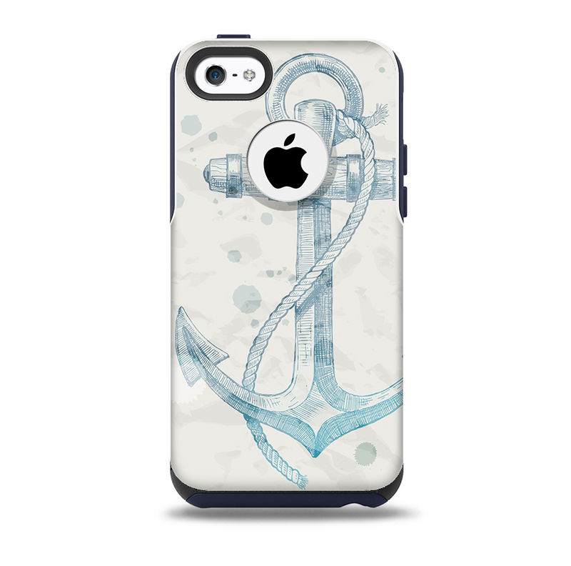 The Vintage White and Blue Anchor Illustration Skin for the iPhone 5c OtterBox Commuter Case