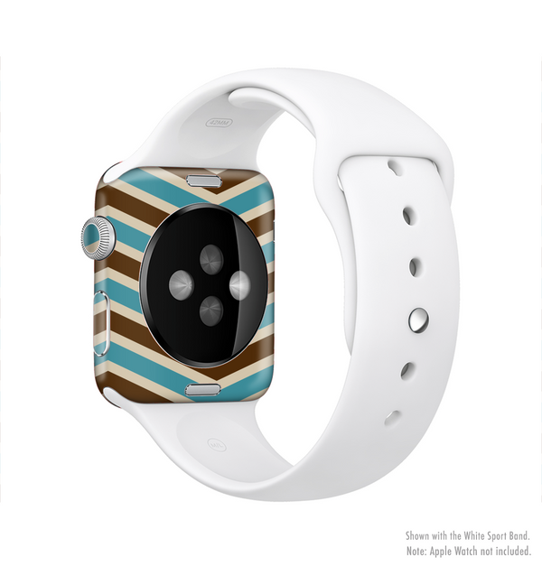 The Vintage Wide Chevron Pattern Brown & Blue Full-Body Skin Kit for the Apple Watch