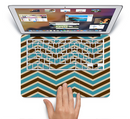 The Vintage Wide Chevron Pattern Brown & Blue Skin Set for the Apple MacBook Pro 13" with Retina Display