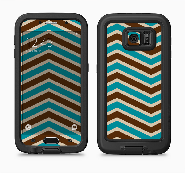 The Vintage Wide Chevron Pattern Brown & Blue Full Body Samsung Galaxy S6 LifeProof Fre Case Skin Kit