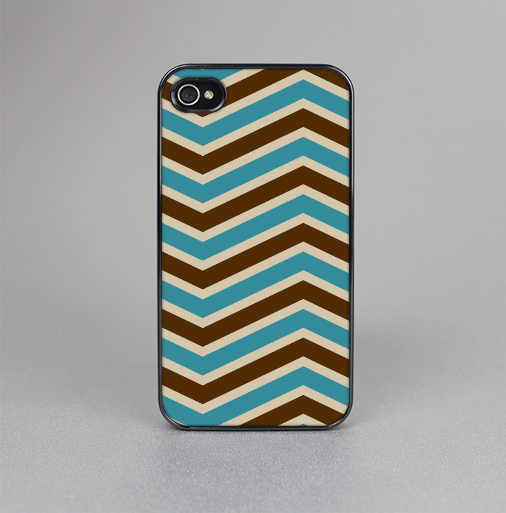 The Vintage Wide Chevron Pattern Brown & Blue Skin-Sert for the Apple iPhone 4-4s Skin-Sert Case