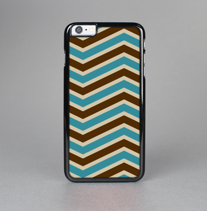 The Vintage Wide Chevron Pattern Brown & Blue Skin-Sert Case for the Apple iPhone 6