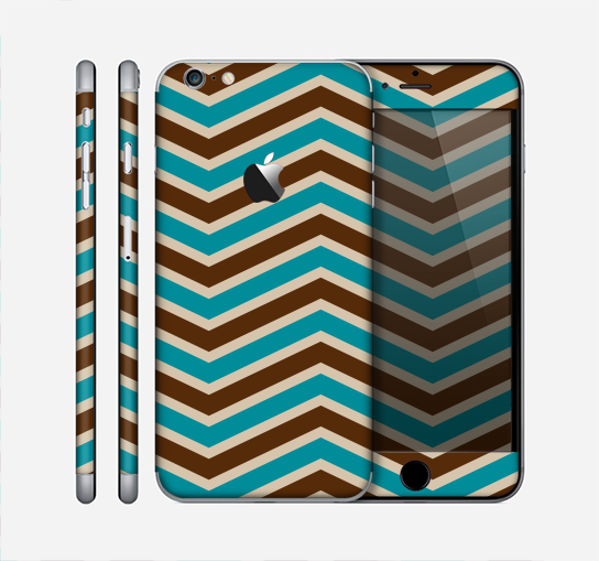 The Vintage Wide Chevron Pattern Brown & Blue Skin for the Apple iPhone 6 Plus