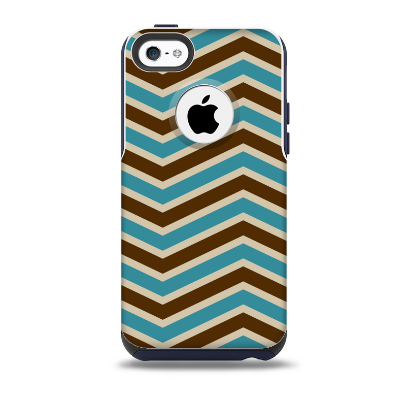 The Vintage Wide Chevron Pattern Brown & Blue Skin for the iPhone 5c OtterBox Commuter Case